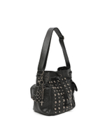 Сумка Cleo Black Washed Faux Leather Studded Bucket