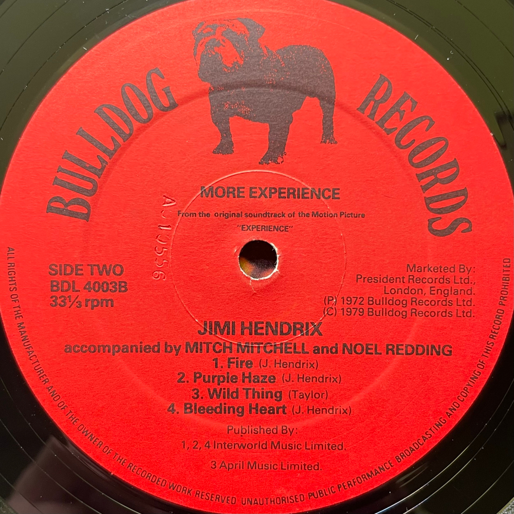 Jimi Hendrix Accompanied By Mitch Mitchell And Noel Redding ‎– More Experience (Англия 1979г.)