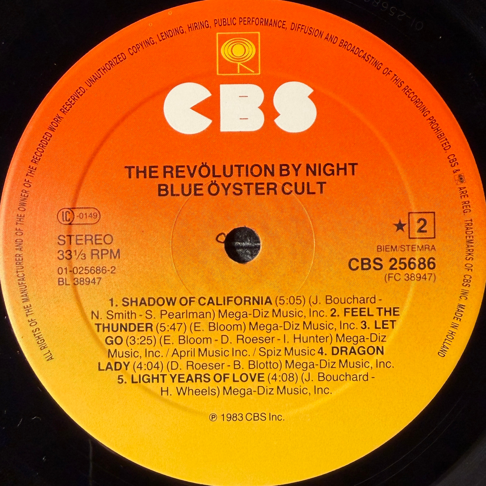 Blue oyster Cult ‎– The Revölution By Night (Голландия 1983г.)