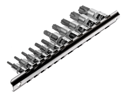 Набор головок торцевых 1/4"-3/8" TORX Т10Н-Т60Н с отверстием 11 предметов JTC