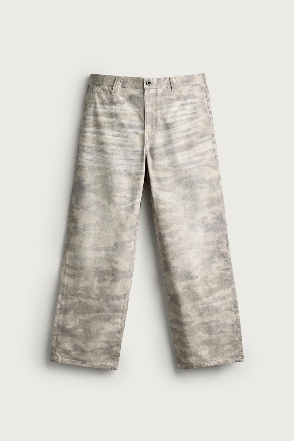 ZARA БРЮКИ RELAXED FIT С АБСТРАКТНЫМ ПРИНТОМ, КАМЕННО-СЕРЫЙ