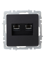 BRITE Розетка компьютерная двойная RJ45 кат.6 РК11-2-БрЧ черный IEK
