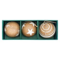 Набор елочных шаров из папье-маше Zero waste из коллекции New Year Essential, 3 шт.