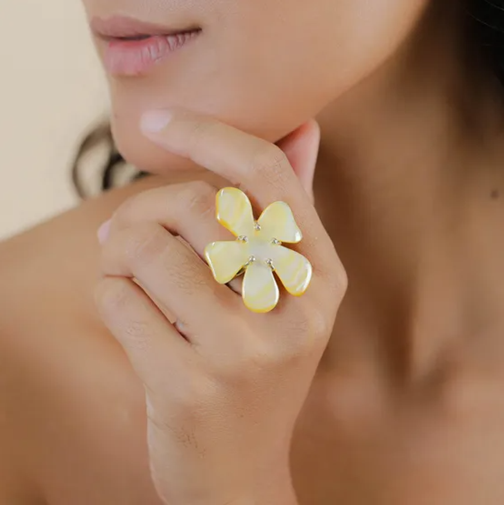 Кольцо Nature Bijoux, Fioria, разъемное, с накладкой из перламутра, NB26.1-19-25935 (золотистый)
