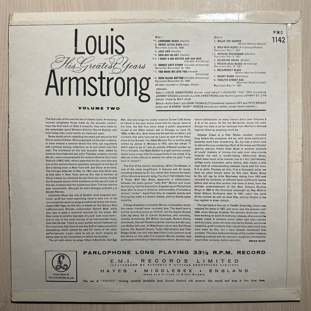 Louis Armstrong - His Greatest Years - Volume 2 (Англия 1965г.)