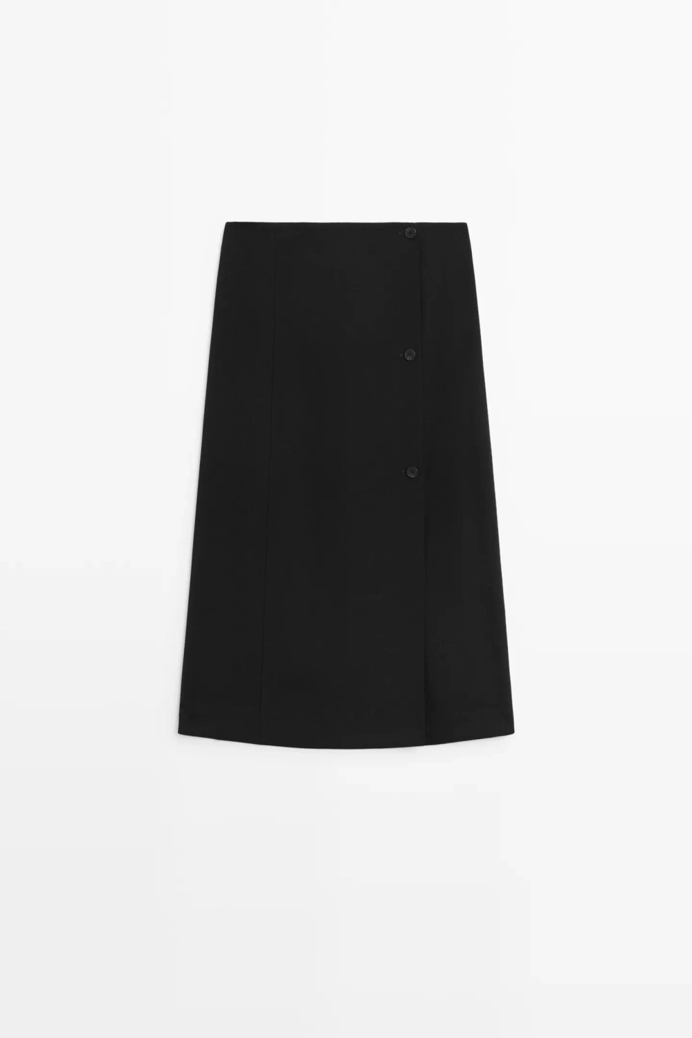 Massimo Dutti Юбка-миди с пуговицами, черный