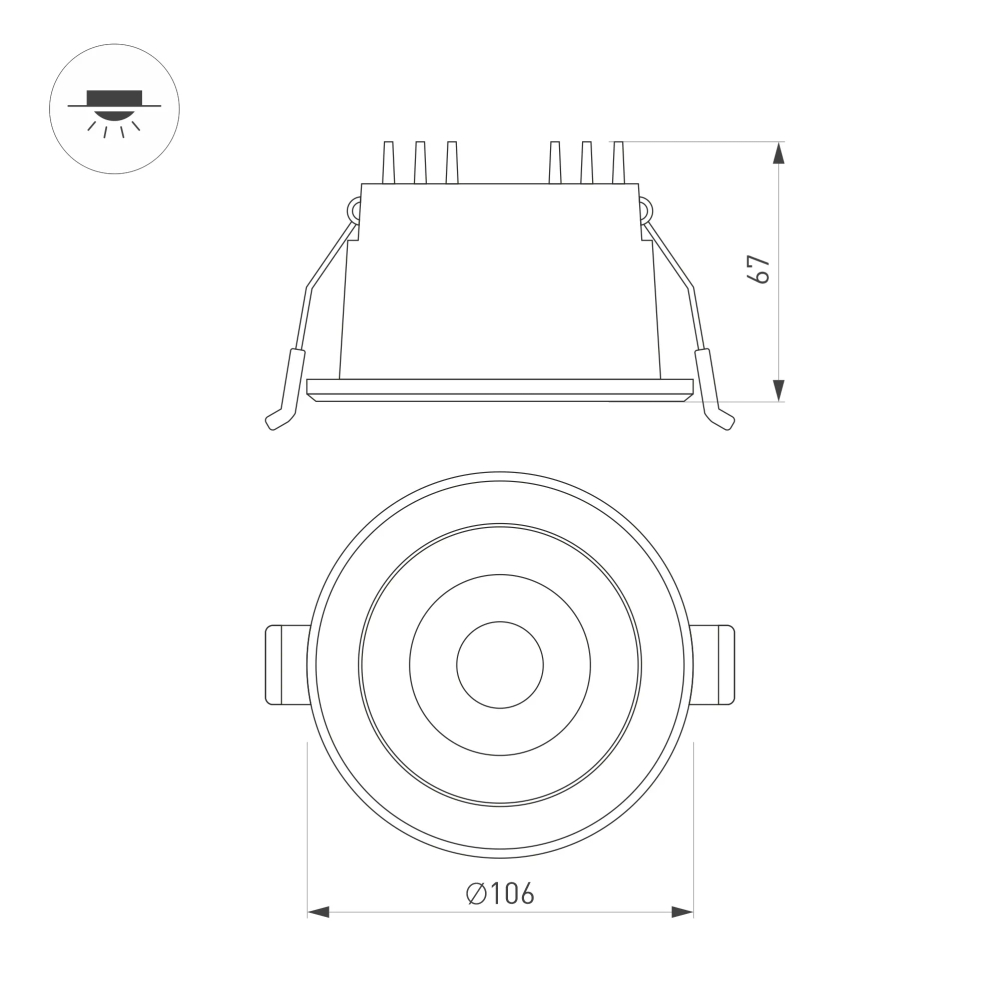 Светильник MS-ALORA-BUILT-R106-9W Day4000-MIX (WH, 40 deg, TRIAC) (Arlight, IP54 Пластик, 3 года) 048079
