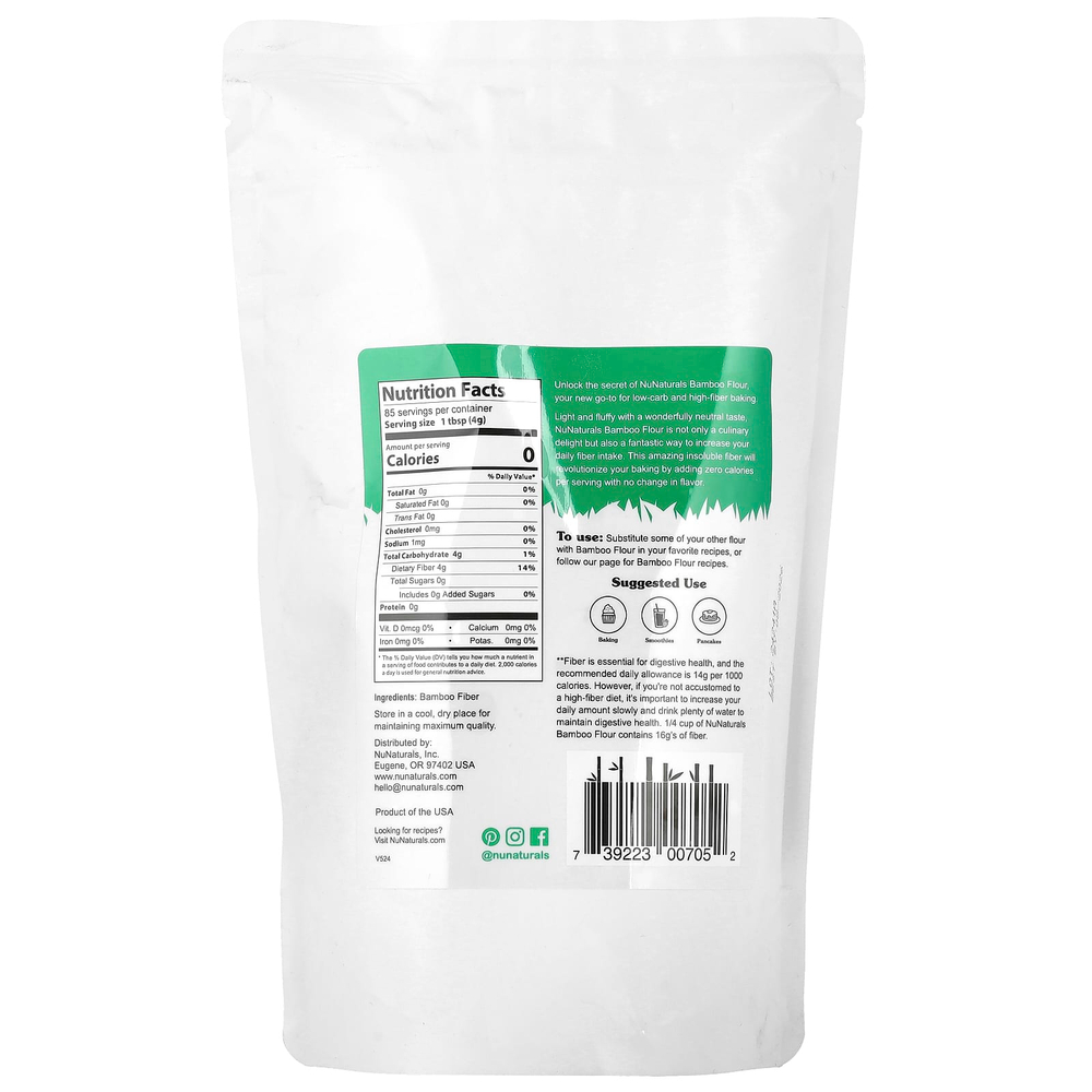 NuNaturals, Бамбуковая мука, 340 г (12 унций)