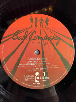 Винтажная виниловая пластинка LP Bad Company Burnin Sky (Japan 1977) (No Obi)