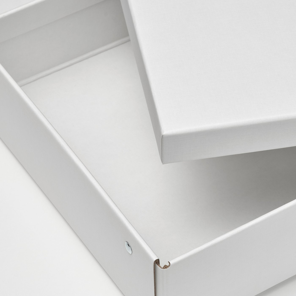IKEA FJÄDERHARV  (ИКЕА ФЙЭДЕРХАРВ)  -  Коробка с крышкой - белый 25х35х8 см