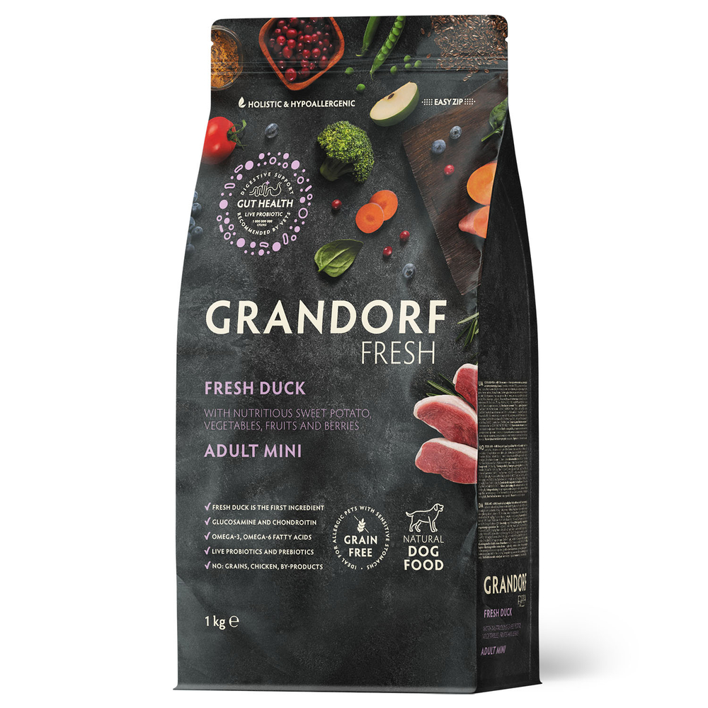 Grandorf Fresh Dog Adult MINI Duck&Sweet Potato 1 кг сухой корм для собак свежее мясо утки с бататом