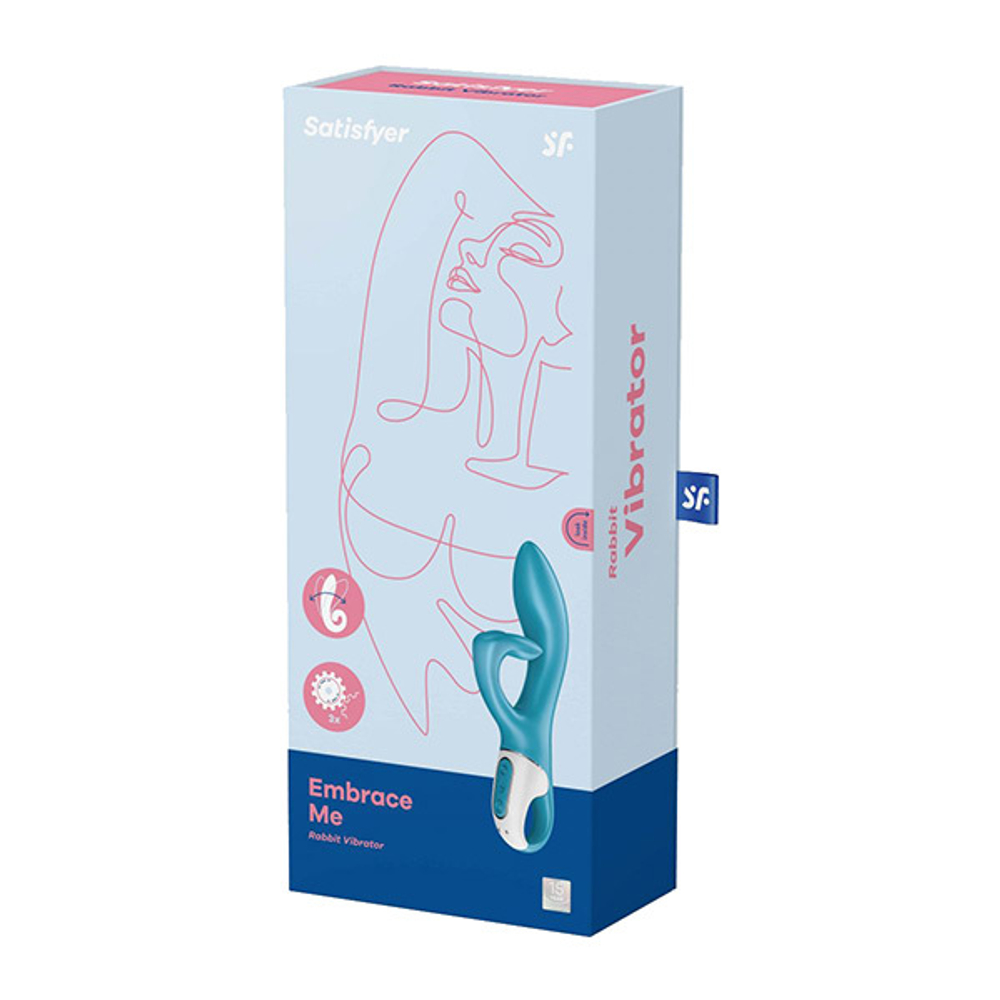 Бирюзовый вибратор-кролик 21,2см Satisfyer Embrace Me