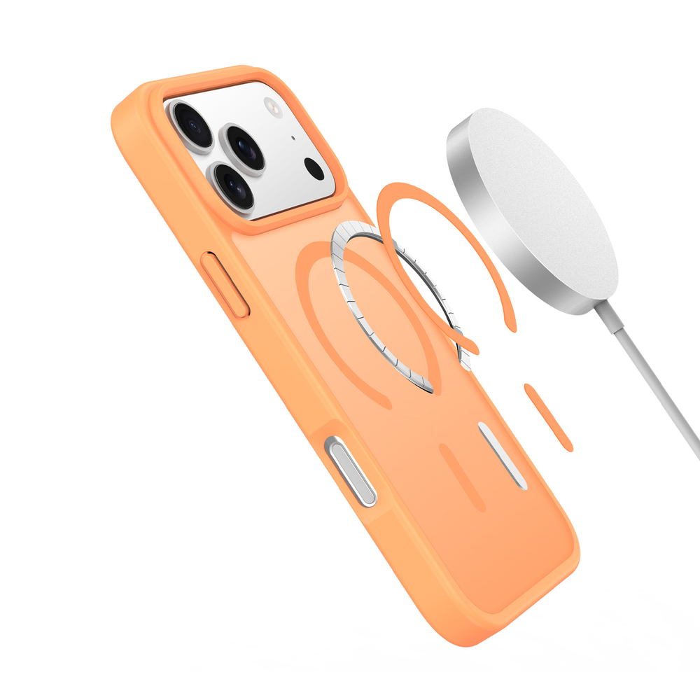 Матовый чехол оранжевого с MagSafe для смартфона iPhone 17 Pro Max, серия Yind Series (Open Ring Version) от Dux Ducis