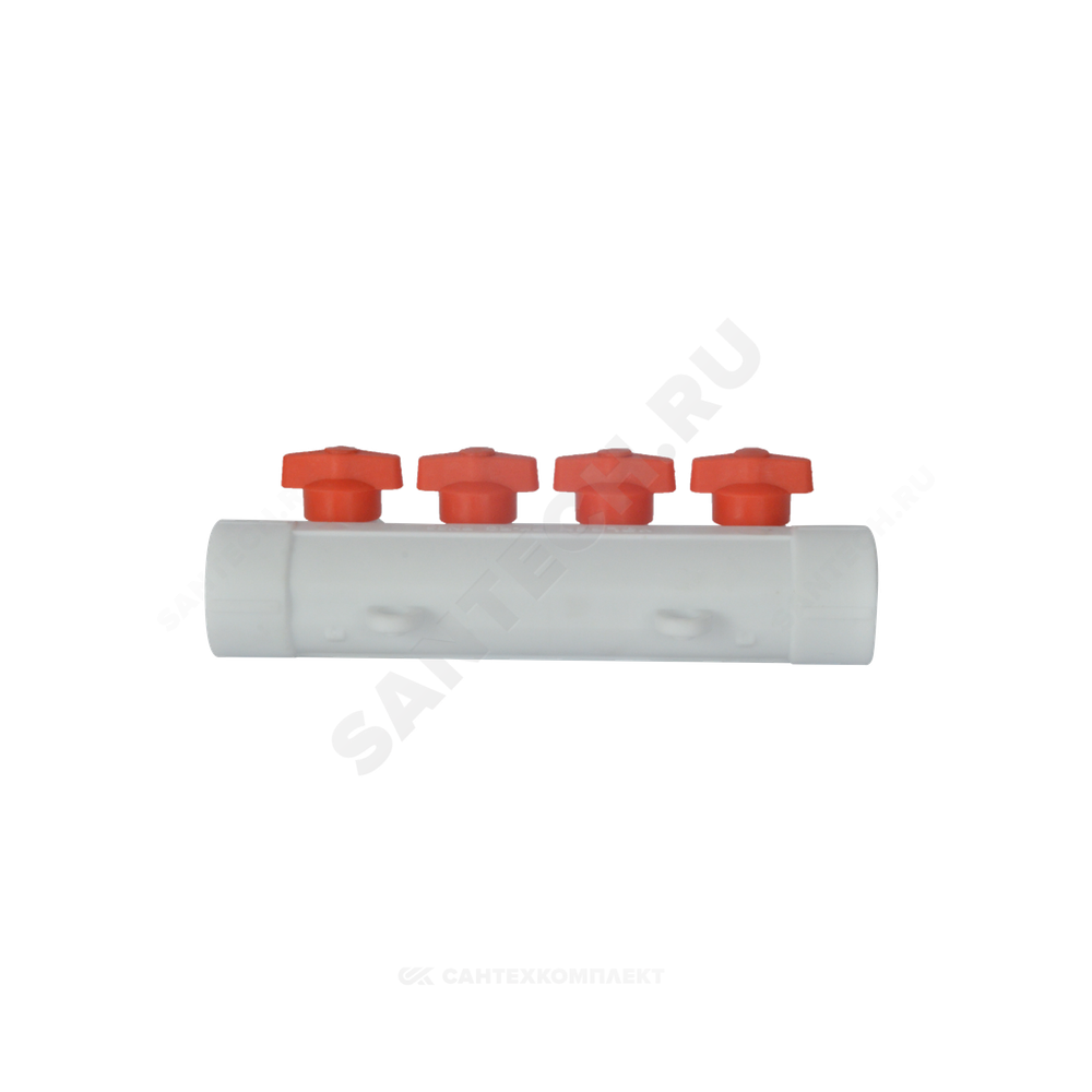 Коллектор PP-R белый Дн 32х20 на 2 выхода с кранами VALFEX 101133202