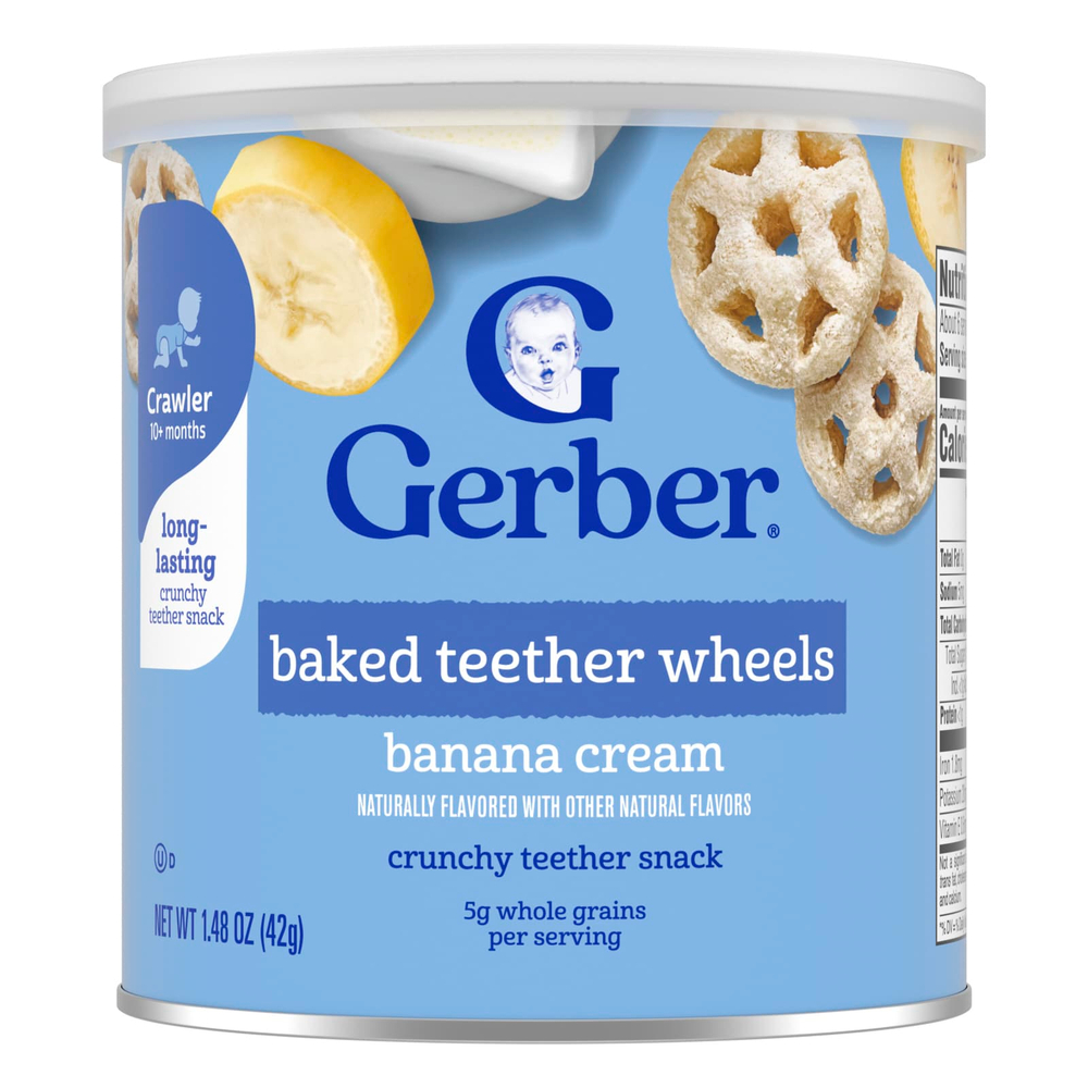 Gerber, запеченные прорезыватели для зубов, для детей от 10 месяцев, банановый крем, 42 г (1,48 унции)