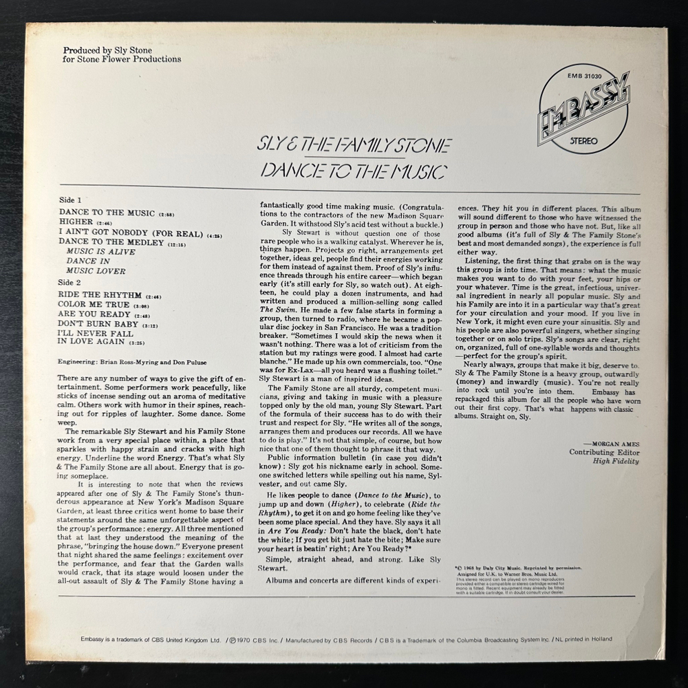 Sly & The Family Stone ‎– Dance To The Music (Европа 1973г.)