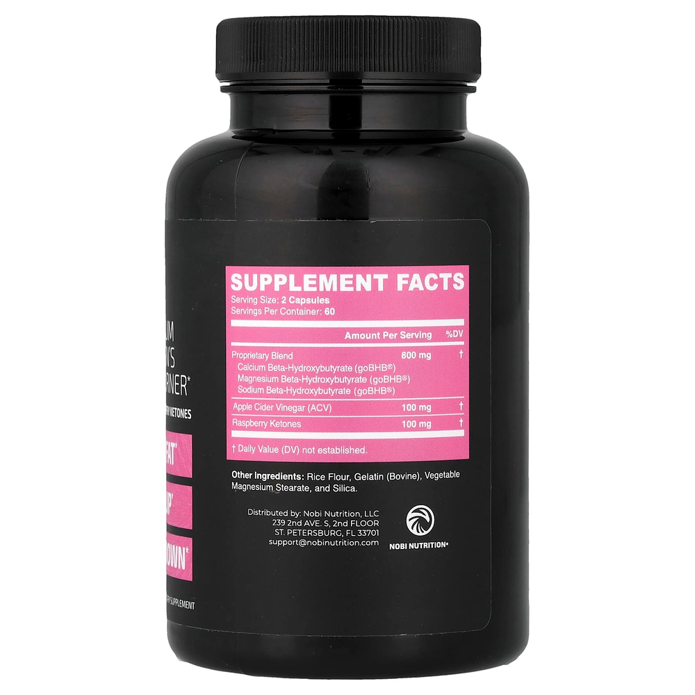 Nobi Nutrition, премиальный жиросжигатель для женщин с кетонами малины, 120 капсул