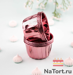 Формы бумажные с ламинацией «Маффин» 50х40 мм (Розовый металлик) 50 шт