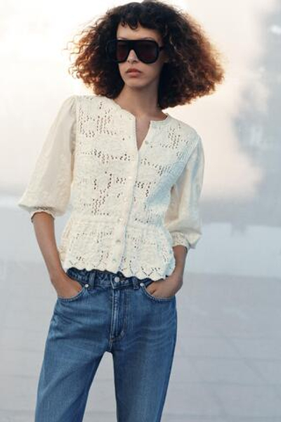 РОМАНТИЧНЫЙ КАРДИГАН С КОМБИНИРОВАННЫМИ ДЕТАЛЯМИ — ZARA
