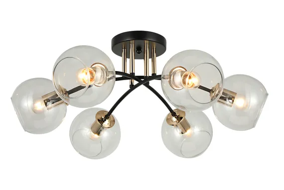 Люстра потолочная Rilon 26010/6 GOLD+BLACK, 6×40 Вт, золотая и чёрная