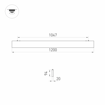 Светильник ALT-LINEAIR-FLAT-UPDOWN-DIM-S2094-1200-40W Warm3000 (BK, 100 deg, 230V) (Arlight, IP20 Металл, 3 года)