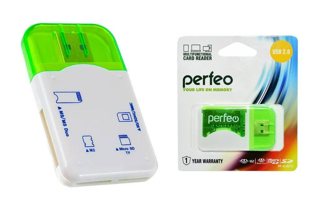 Картридер Универсальный SD/MMC+Micro SD+MS+M2 Perfeo PF-VI-R010