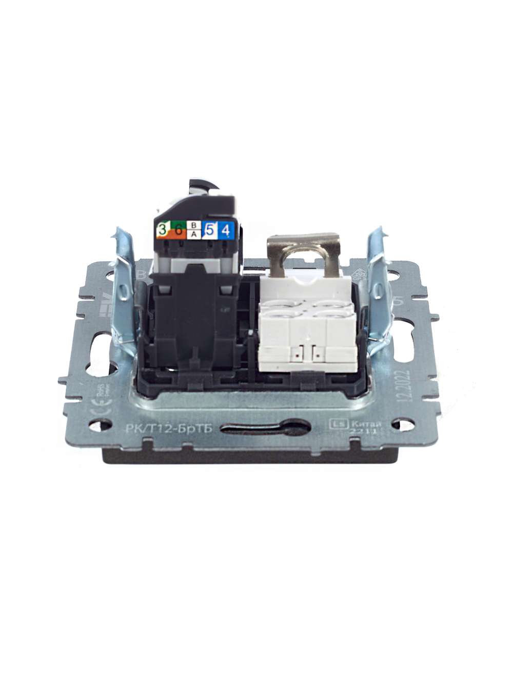 BRITE Розетка двойная RJ11+RJ45 кат.5E РК/Т12-БрТБ темная бронза IEK