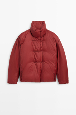 Massimo Dutti Пуховик с застежками-тоггл, темно-розовый