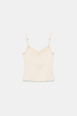 ZARA ЭЛАСТИЧНЫЙ АТЛАСНЫЙ ТОП, ЭКРЮ