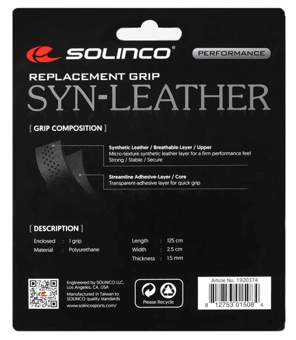 Базовая теннисная намотка Solinco Syn-Leather Replacement Grip 1P