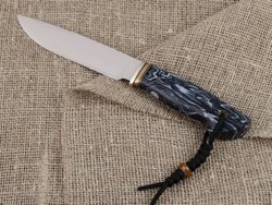 Нож для бушкрафта "Гектор", сталь VG-10/Elmax, рукоять микарта (синяя)