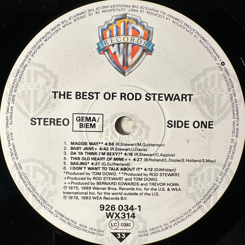 Rod Stewart ‎– The Best Of Rod Stewart (Германия 1989г.)