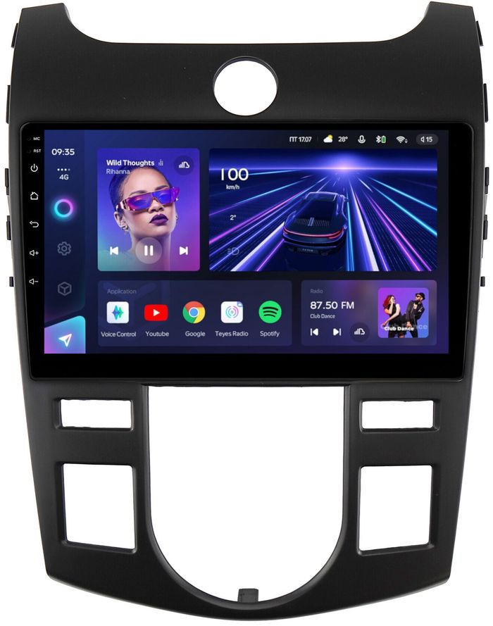 Магнитола для KIA Cerato 2 2008-2013 (климат, рамка черная) - Teyes CC3 на Android 10, Быстрая, QLED, CarPlay, 4G SIM-слот