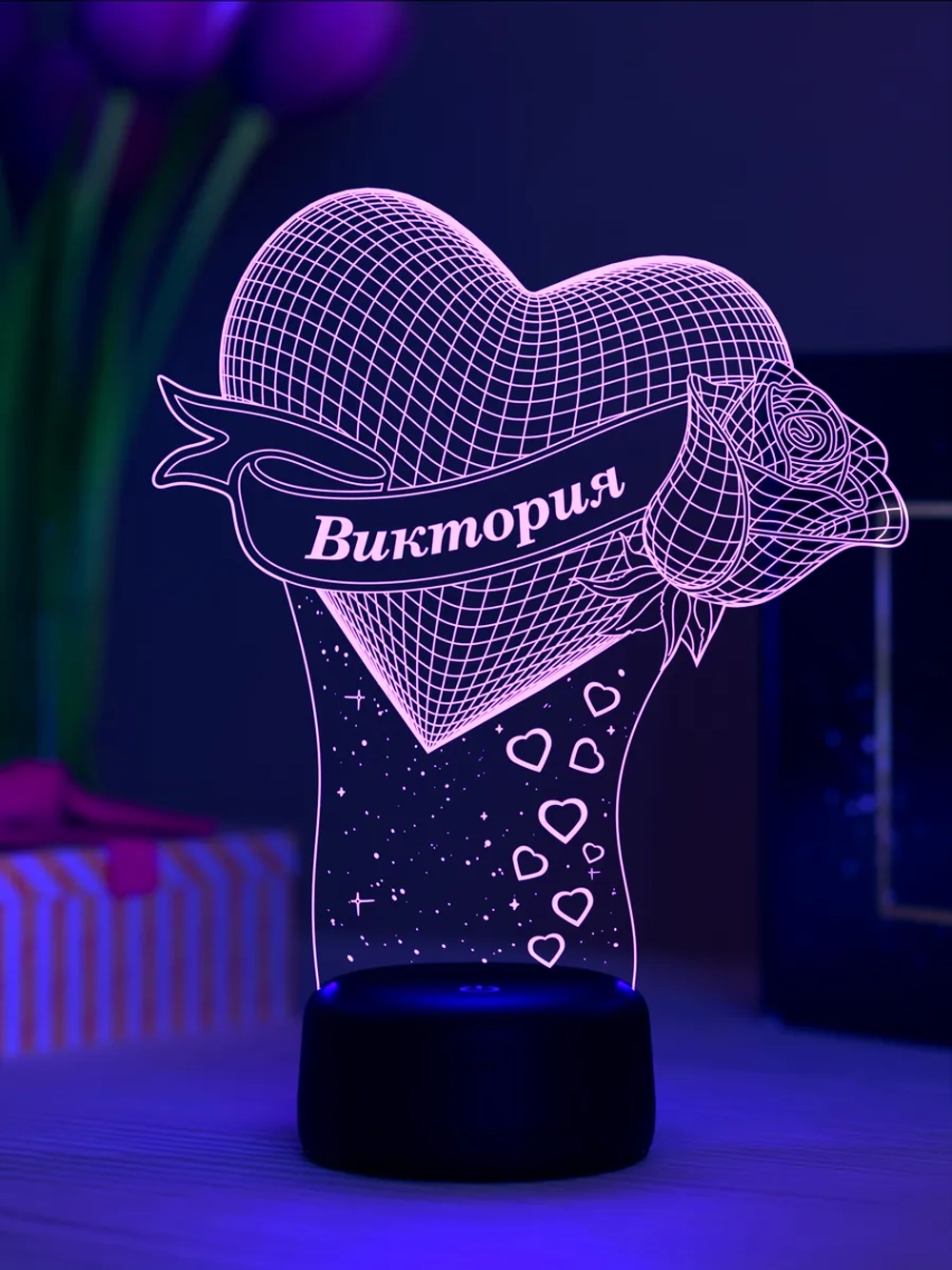 Ночник "Сердце с именем Виктория" - любимой девушке