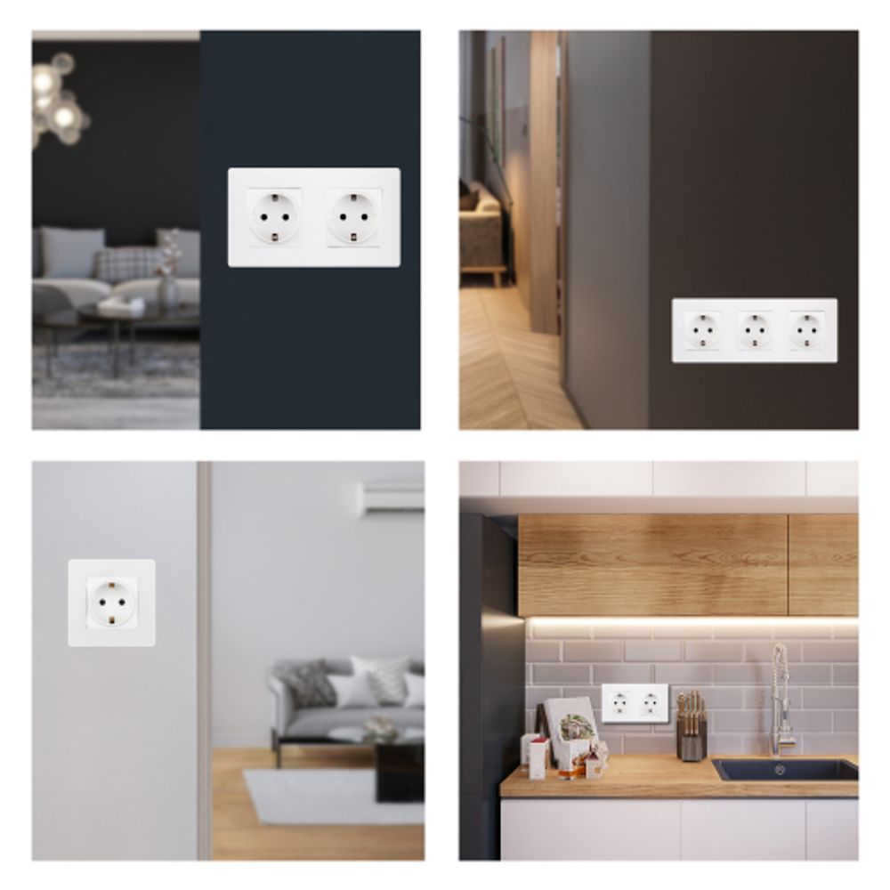 Розетка ЭРА Серия 12 12-2102-01М 2P+E Schuko со шторками 16А-250В белый матовый | Эра 12