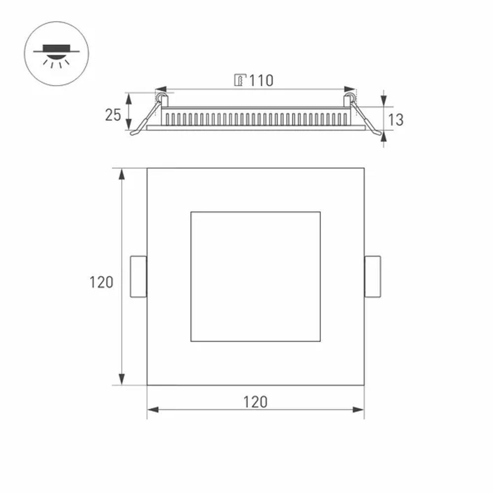 Светильник DL-120x120M-9W Day White (Arlight, IP40 Металл, 3 года) 020126