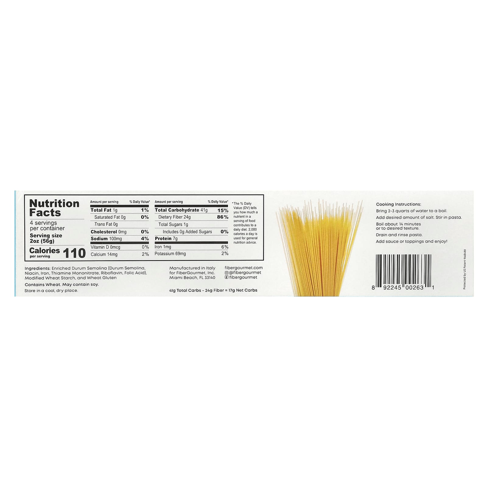 Fiber Gourmet, Легкие спагетти, 227 г (8 унций)