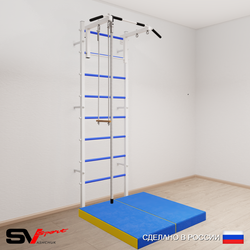 Шведская стенка Sv Sport усиленная 6154 (Турник стандарт/Канат/Трапеция/Мат 1м)