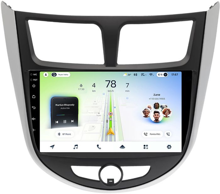 Магнитола для Hyundai Solaris 1 2010-2016 (рамка серебристо-черная тип 3) - Teyes CC4L монитор 9" IPS, Android 14, Быстрая, Snapdragon 662, CarPlay, 4G SIM-слот