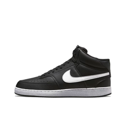 alt="Nike Court Vision Mid Black White CD5436-001 женские черные с белым Swoosh вид сбоку на белом фоне"