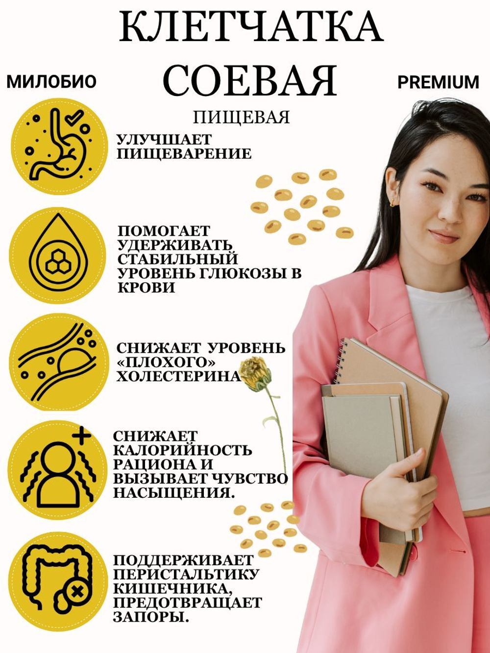 Клетчатка соевая пищевая 0,5 кг МилоБио