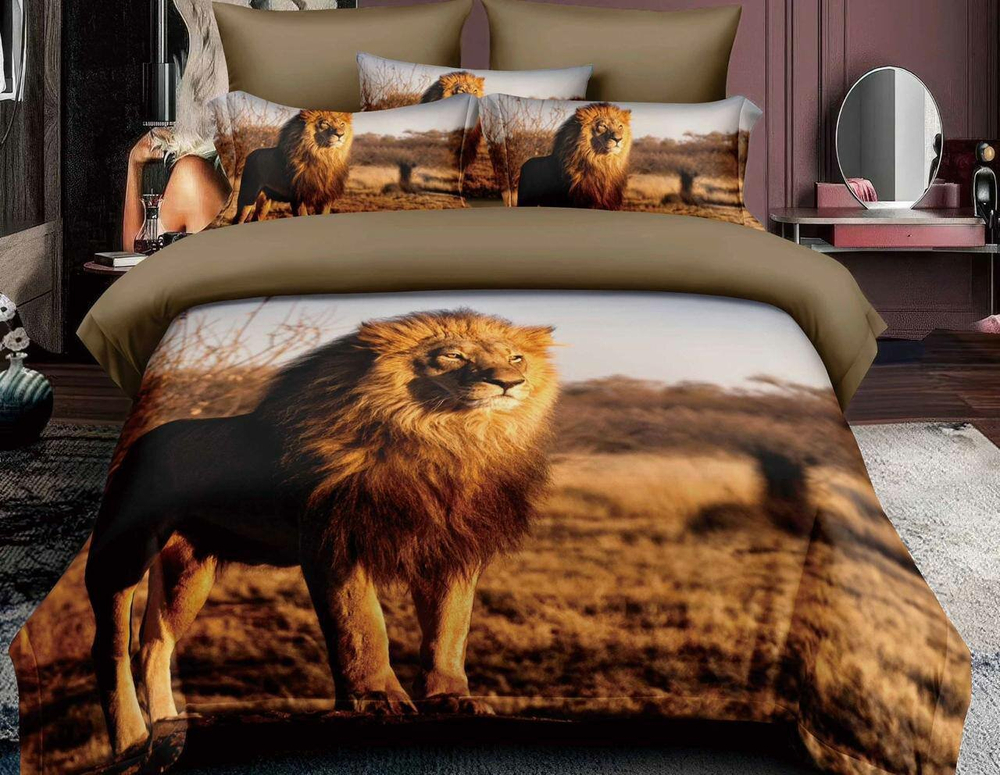 Комплект постельного белья 1,5 спальный Поплин, Lion