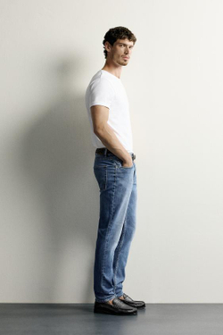 ZARA БАЗОВЫЕ ДЖИНСЫ SLIM FIT, ВЫЦВЕТШИЙ СИНИЙ