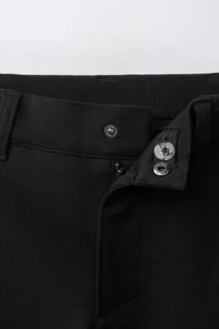 ZARA БРЮКИ STRAIGHT С ПОЯСОМ В РУБЧИК, ЧЕРНЫЙ