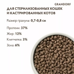 Корм сухой для стерилизованных кошек кролик с индейкой, пакет 400г, Grandorf Rabbit & Turkey Adult Sterilized