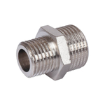 Ниппель редукционный STOUT SFT 0004 - 3/8" x 1/4" (для стальных труб, латунь никелированная)