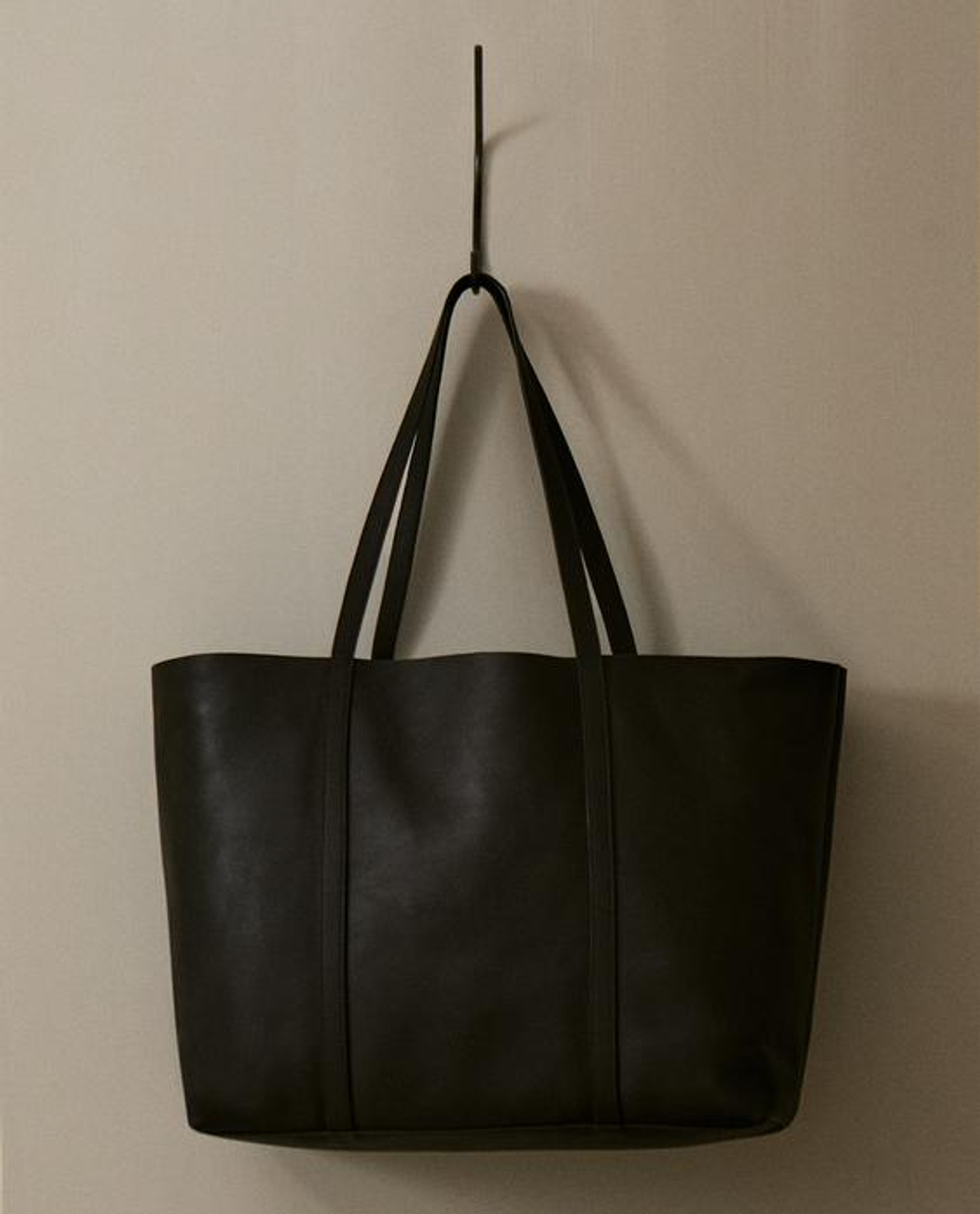 ZARA HOME КОЖАНАЯ СУМКА-ШОППЕР, ШОКОЛАДНЫЙ