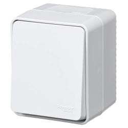 ATLASDESIGN PROFI IP54 О/У 1-клавишный ВЫКЛЮЧАТЕЛЬ КНОПОЧНЫЙ, сх.1, 10А, БЕЛЫЙ