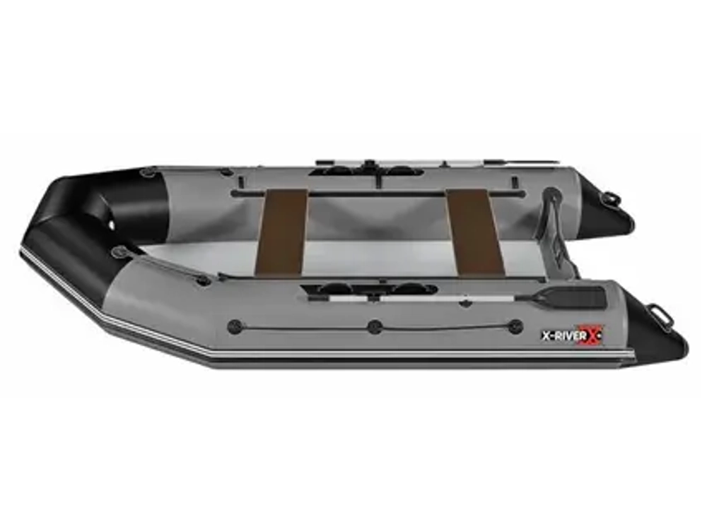 Лодка ПВХ X-River Rocky 355 НДВД + усиленное дно и баллон, красно-серый/фурнитура серая