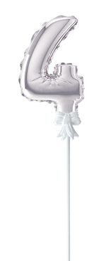Шар самодув Цифра, 5 шт, 4, серебряная, Boomzee FBZ-04